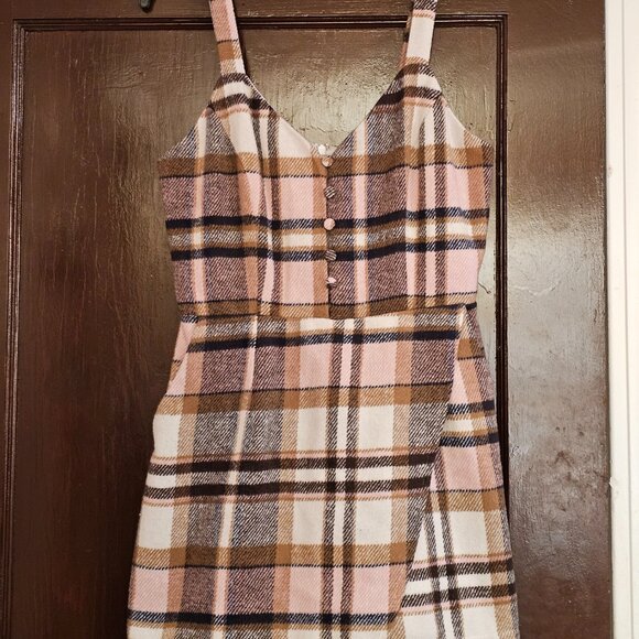 Lulus Women's Skort Order Pink and Cream Plaid Sleeveless Romper (S) - Picture 11 of 12